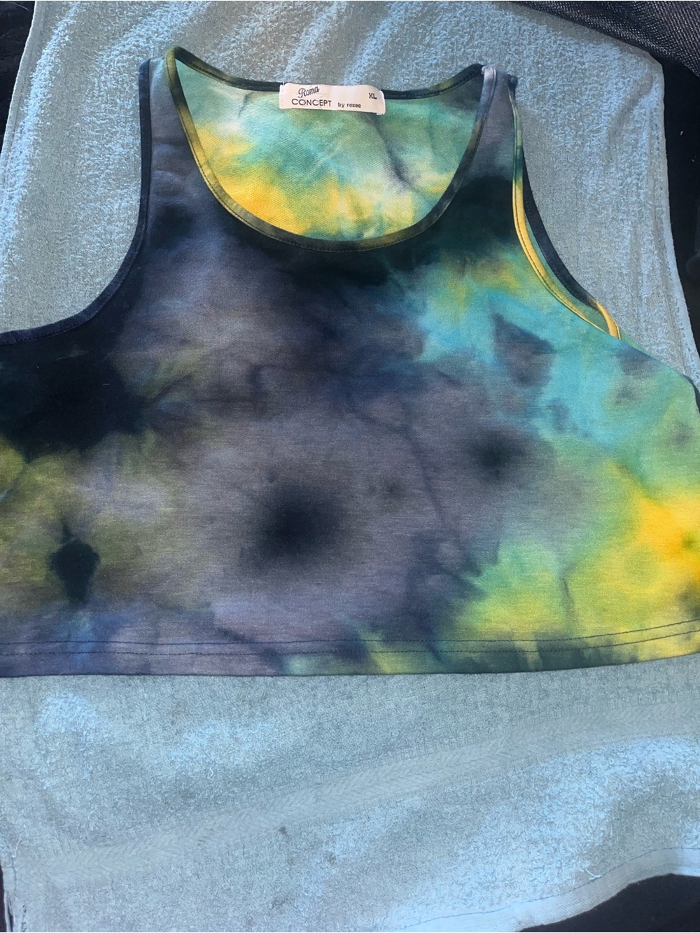 Tie-Dye Crop Tank Top in Blue, Green, Yellow